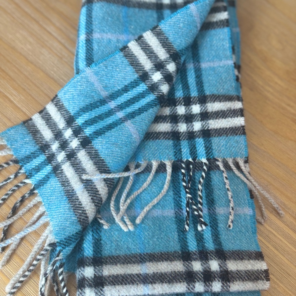 Timeless Burberry Blue and Black Plaid Scarf